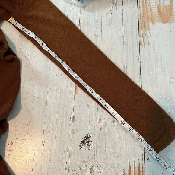 THEORY Torina Long Line 100% Cashmere Open Front Cardigan Syrup Small Neutral - Picture 10 of 11